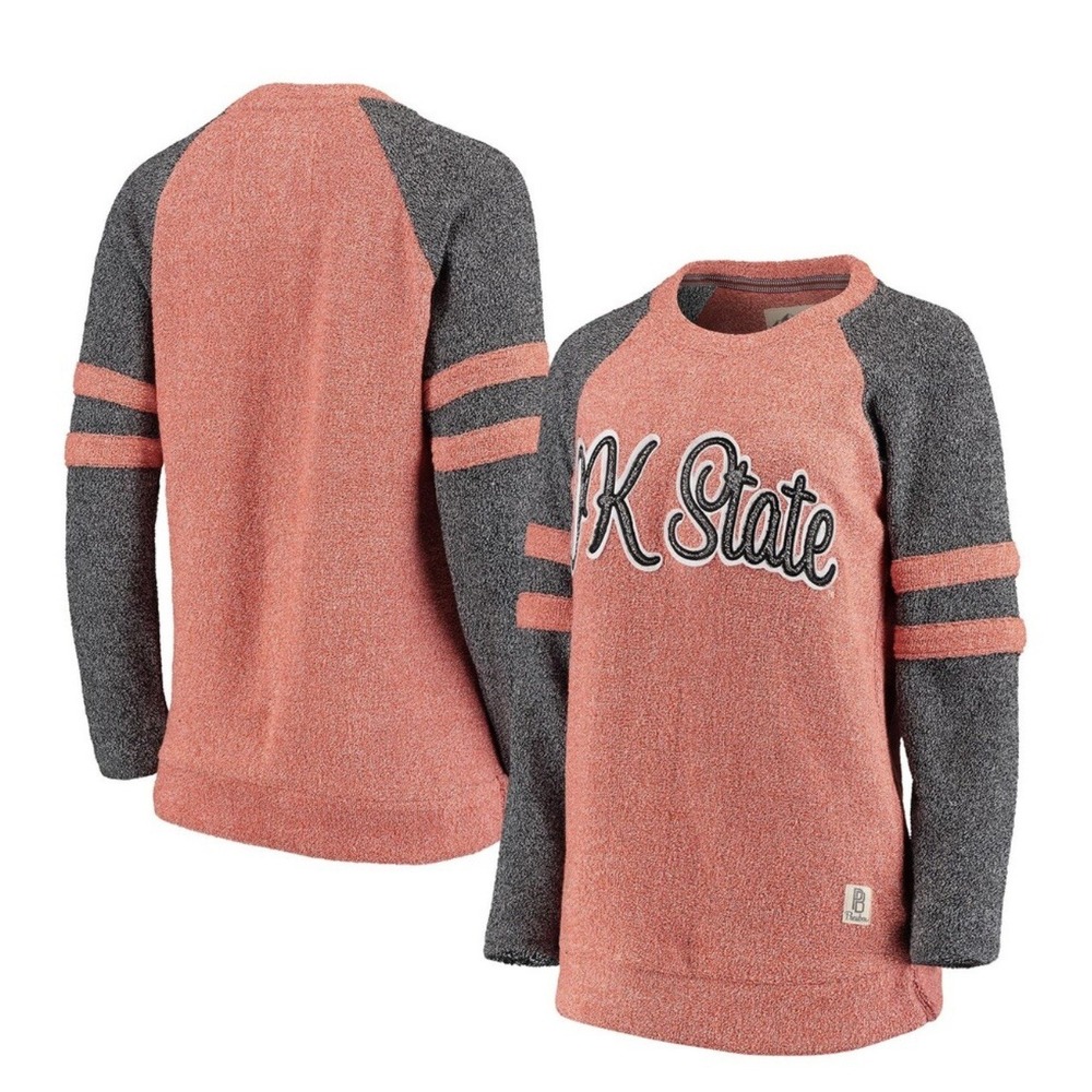 Womens press box Oklahoma state Dawn twisted Terry Crew Sweatshirt Med